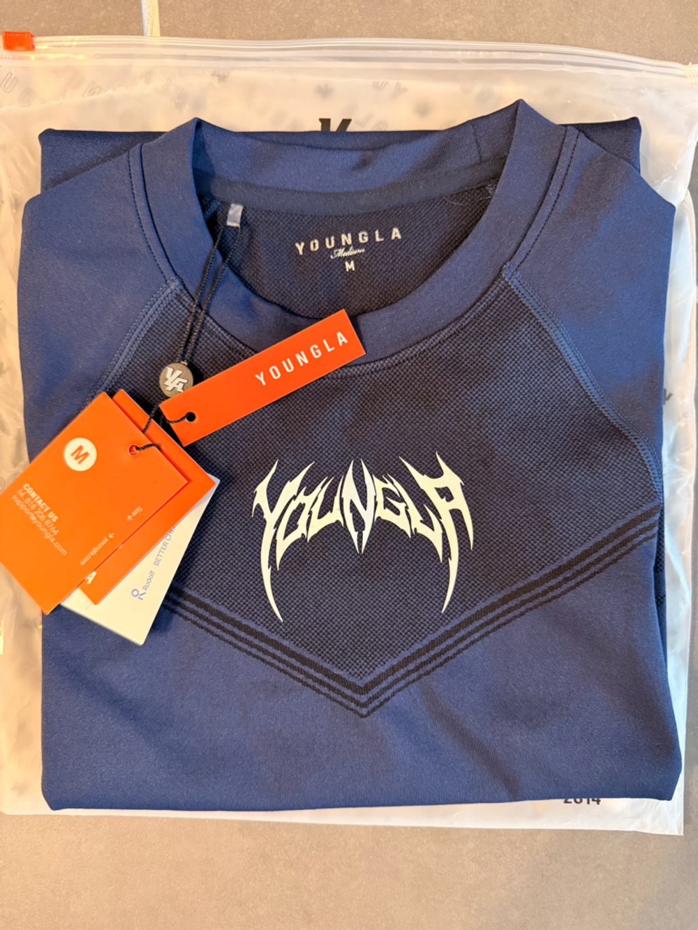 YoungLA 4041, Warrior Compression Tee, Navy, Size M, NWT - Picture 5 of 6